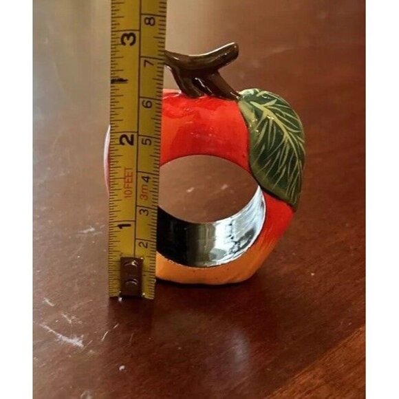 Vtg‎ Fruit Napkin Rings Apple Grapes Pear Pineapple Table Decor Resin Set of 9 - Picture 5 of 6